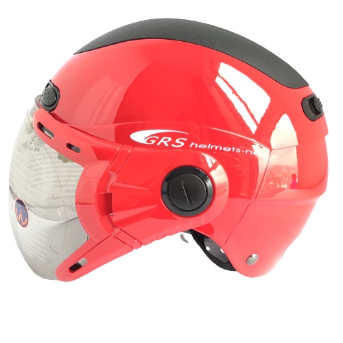 Mũ bảo hiểm nửa đầu có kính cao cấp - GRS A102K - Đỏ line đen thumbnail