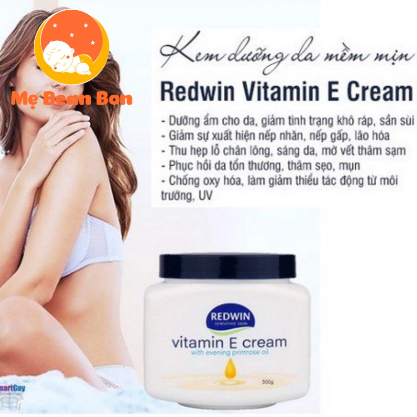 Kem dưỡng da toàn thân Redwin Vitamin E và hoa anh thảo Úc 300g giúp da mềm mịn, sáng bóng, căng mịn - mẹ bean bon