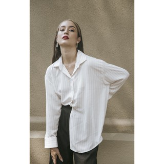 [thelegswork] Evette Shirt | Áo sơ mi oversized sọc đen.