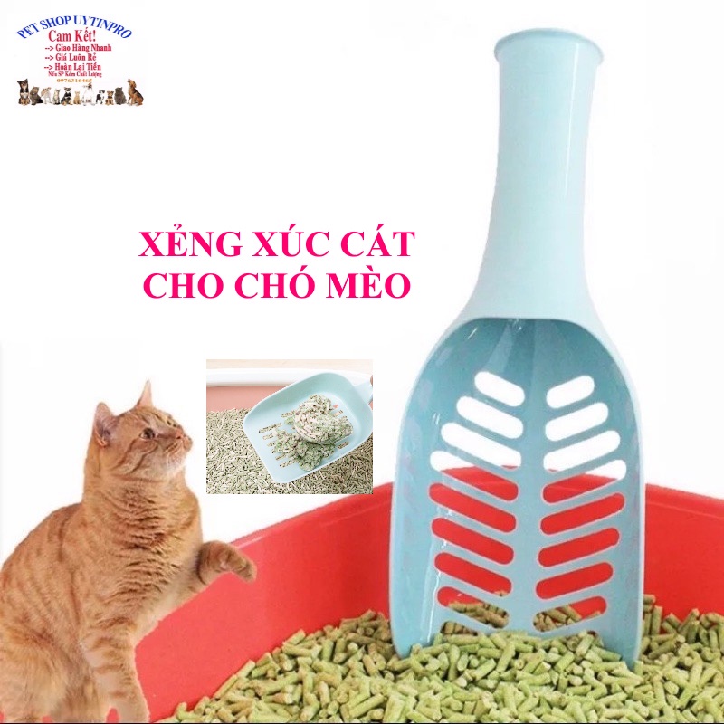 Xẻng xúc cát Chó Mèo Hình chiếc lá Dài 25cm Chất liệu nhựa an toàn bền chắc Giúp vệ sinh Gọn gàng Sạch sẽ