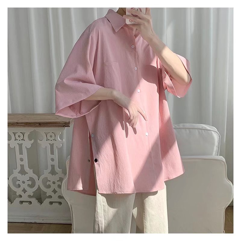 Áo Sơ Mi Tay Ngắn Dáng Rộng Thời Trang Mùa Hè Phong Cách Hàn Quốc Cho Nam 2022