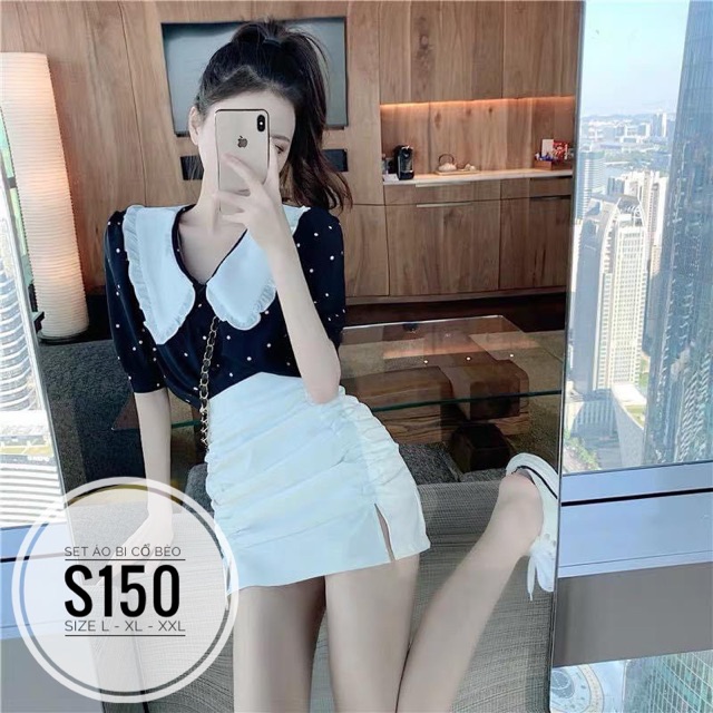 Bigsize Set áo bi cổ bèo S150