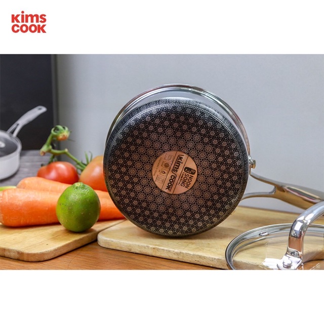 Quánh inox chống dính 2 mặt cao cấp BLACKCUBE KIMS COOK 3 lớp đáy liền nắp kính dòng NOONSONG