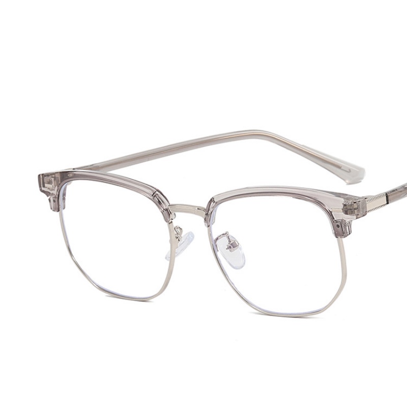 (JIUERBA) Mắt Kính Nửa Gọng Kim Loại Chống Ánh Sáng Xanh Thời Trang Hàn Quốc Cổ Điển