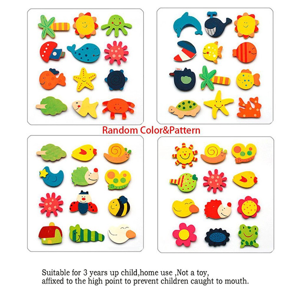 Set 12 miếng nam châm trang trí tủ lạnh hoạ tiết hình thú