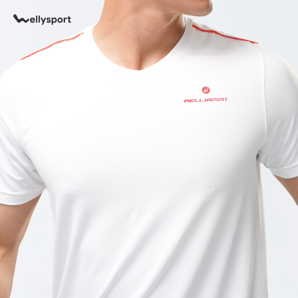 Áo Thun Thể Thao Nam Cao Cấp Cổ Tròn Logo Ngực Trái, Welly Sport, Màu Trắng White, Mã ALGNT01