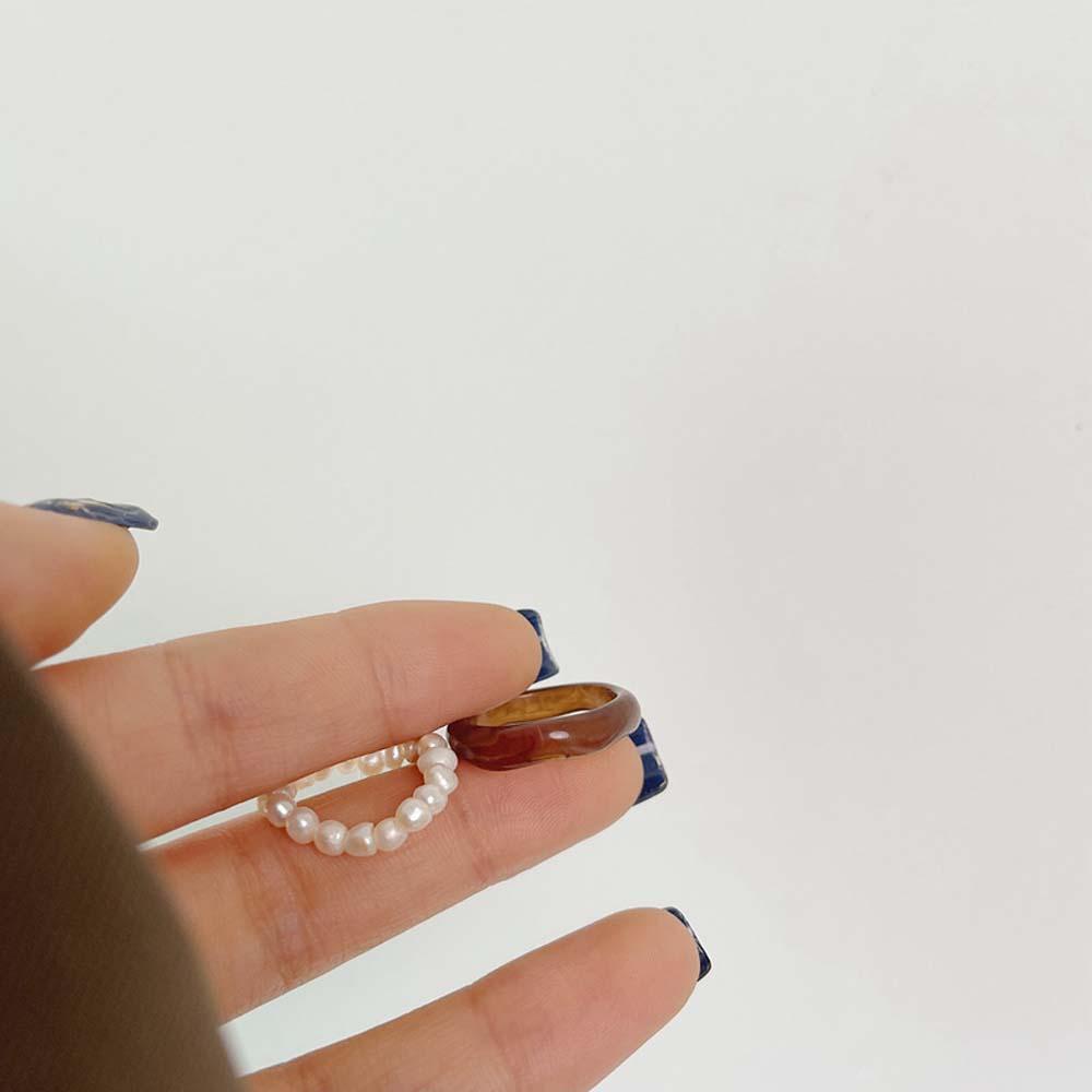 Bộ 2 Nhẫn Acrylic Trong Suốt Màu Kẹo Phong Cách Hàn Quốc Thời Trang