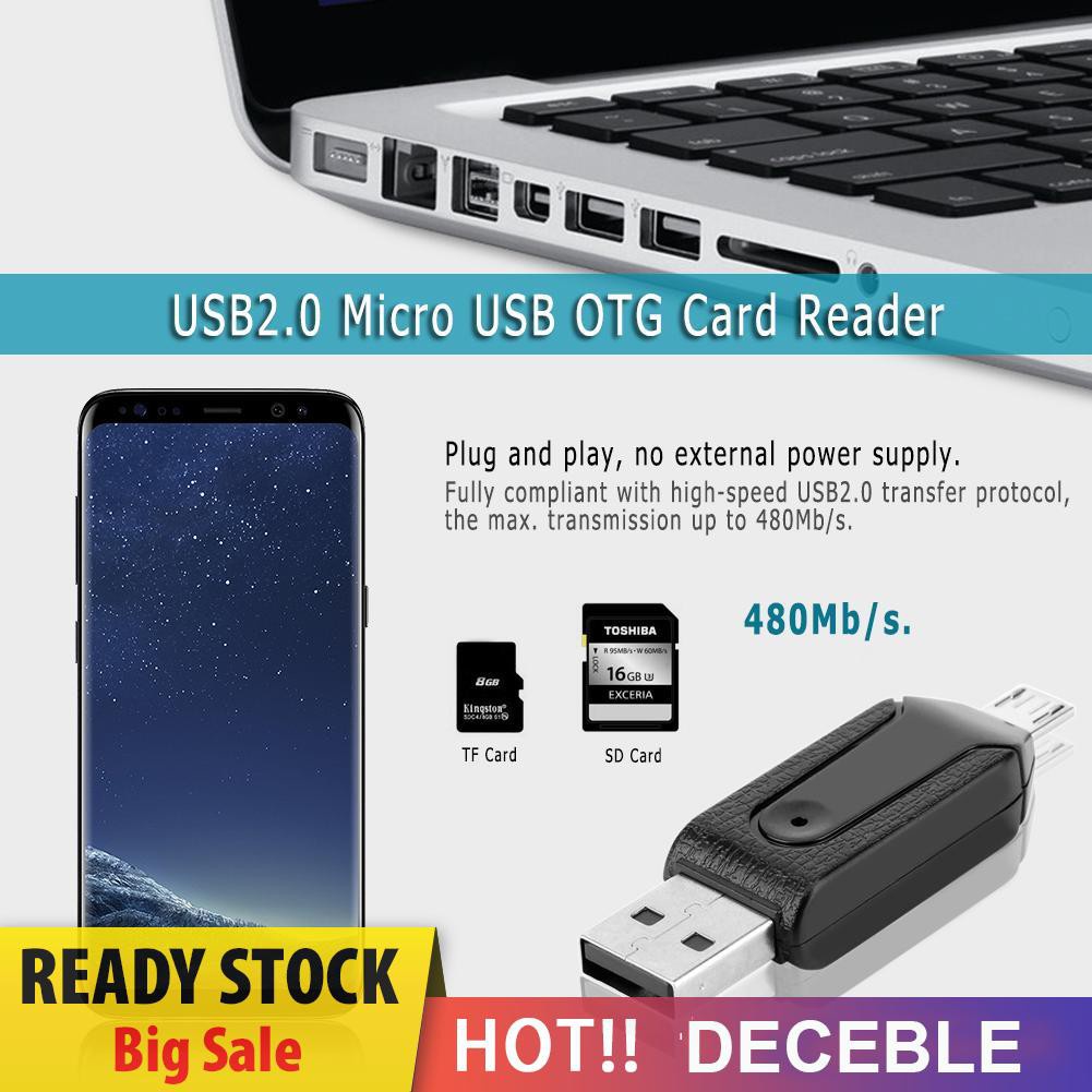 Đầu Đọc Thẻ Nhớ Usb 2.0 Micro Usb Otg Cho Điện Thoại / Máy Tính