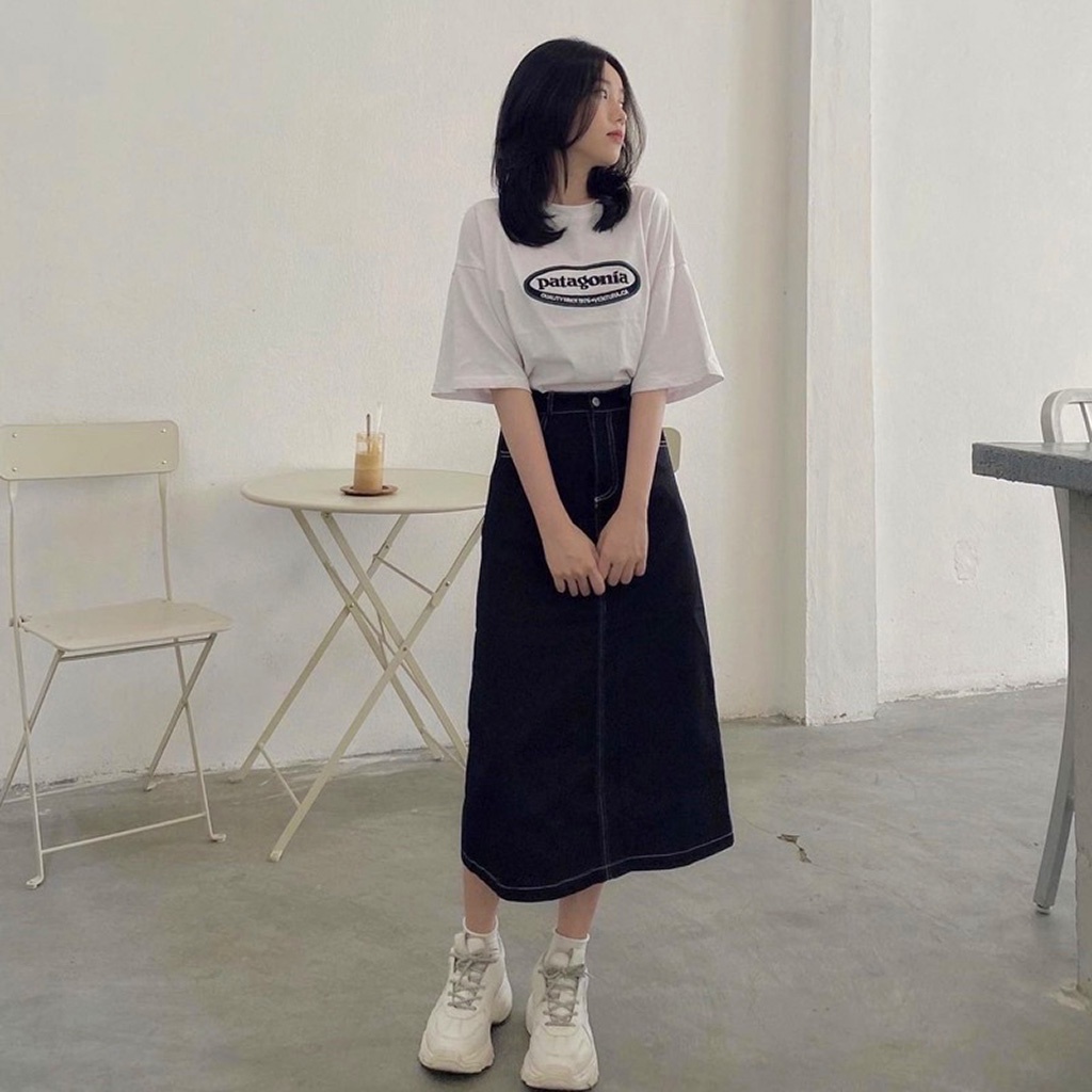 Chân Váy Chữ A Dài Lưng Cao Nữ Kaki Dày Mềm Ulzzang Chân Váy Cạp Cao Kiểu Dáng Dài Qua Gối Lửng Leevin Store