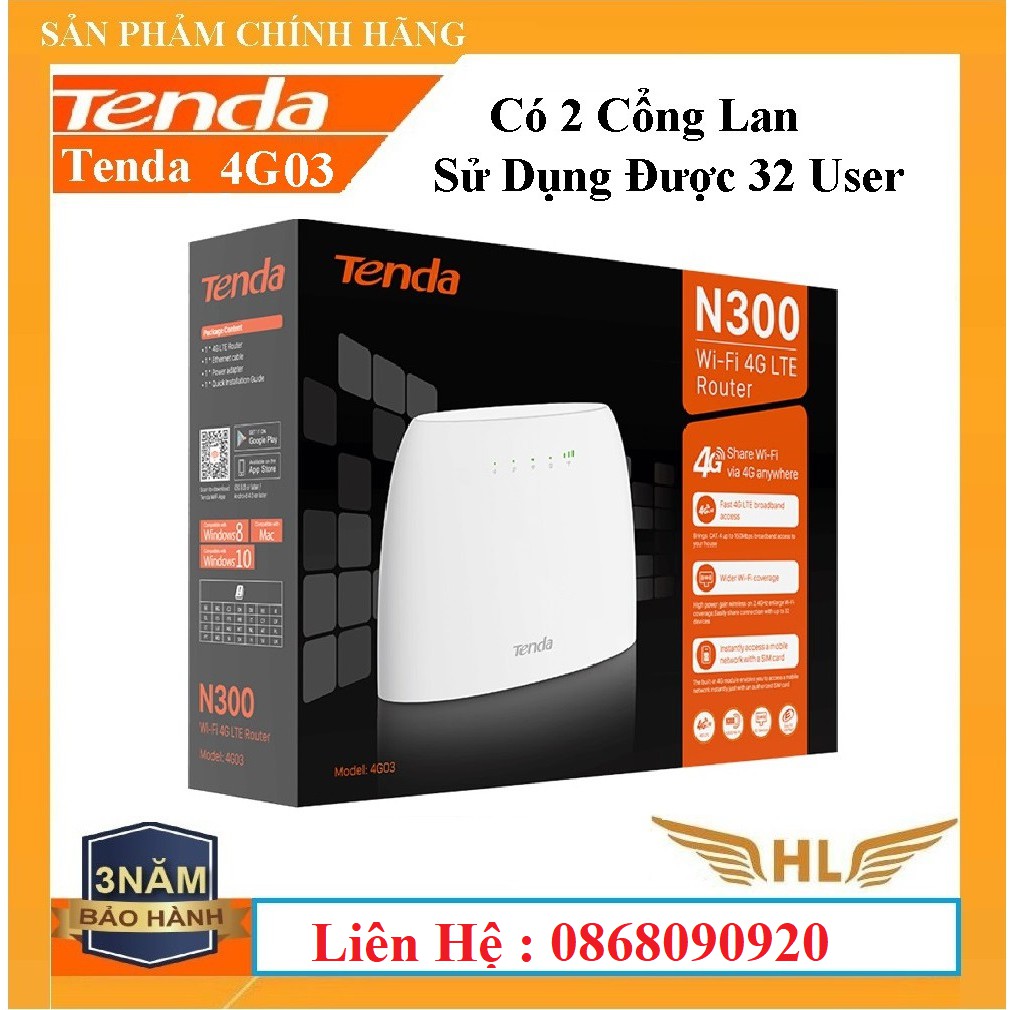 Bộ Phát Wifi 4G Tenda 4G03 LTE  Có Cổng Lan Chuẩn N300Mbps hoặc Tenda 4G180 Dùng Pin Chuẩn N150 - Hàng Chính Hãng | BigBuy360 - bigbuy360.vn
