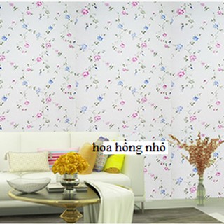 10m giấy dán tường đẹp hoạ tiết hoa hồng nhỏ