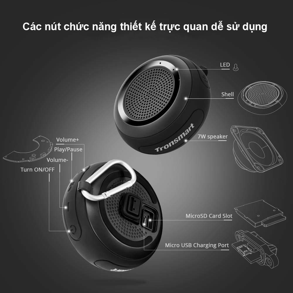 [Mã 154ELSALE2 giảm 7% đơn 300K] Loa Bluetooth 4.2 chống thấm nước Tronsmart Element Splash 7W TM-244773