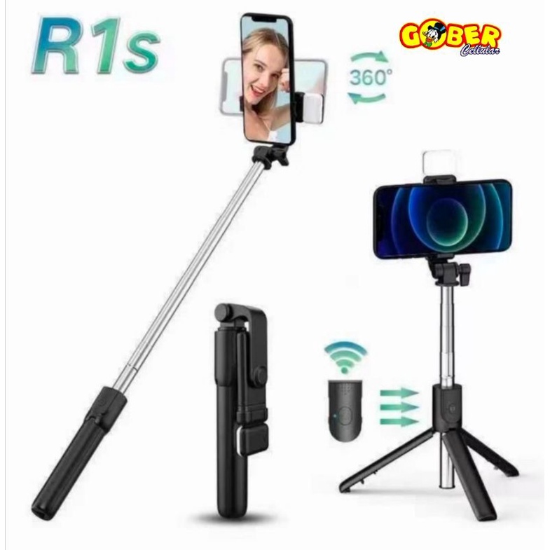Gậy Tự Sướng Bluetooth 3 Trong 1 R1S Có Đèn LED + Tripod Cho IOS Android