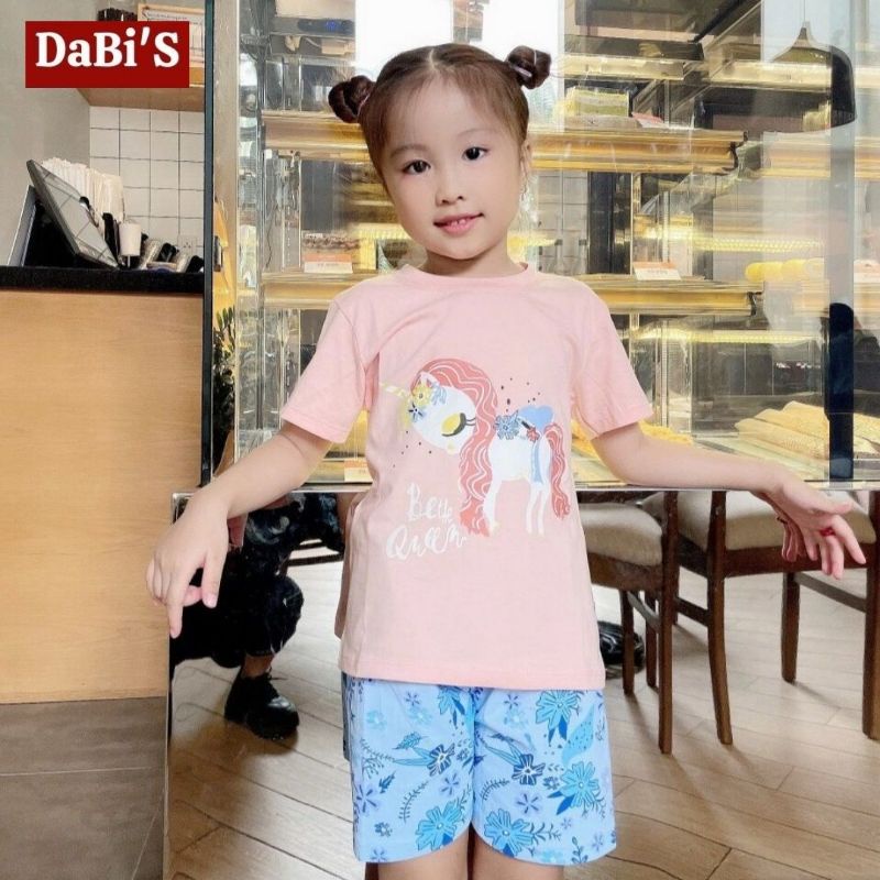 Bộ quần áo cộc tay Lydobaby chất đẹp 100% cotton ngựa pony xinh xắn cho bé gái 3 tuổi , 4 , 7 , 8 , 9 , 10 tuổi size đại