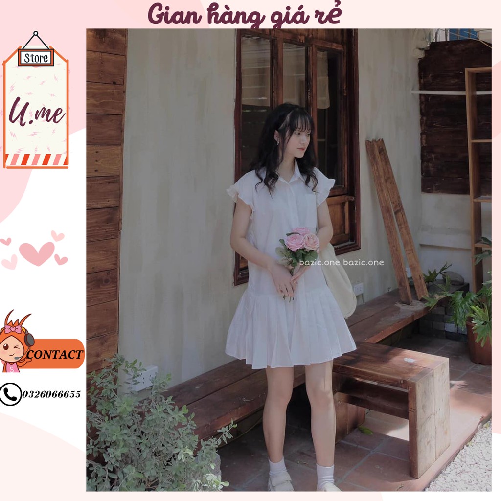 Váy Babydoll Freesize tay ngắn thiết kế đuôi xếp li nhẹ nhàng Váy tiểu thư dạo phố