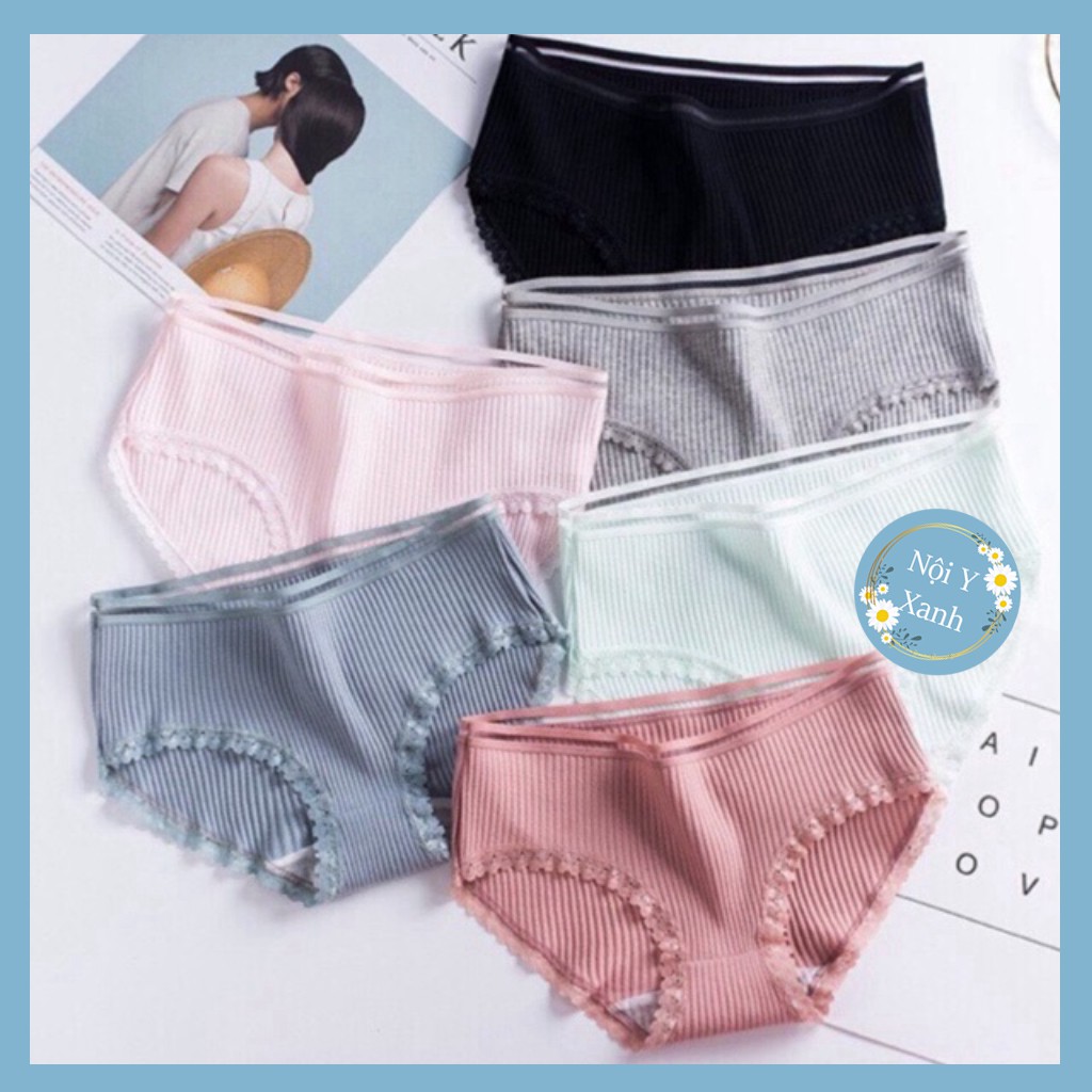 Quần Lót Nữ Cotton Tăm Phối Ren Cạp Kẻ Mẫu Mới ( Răng cưa) giá tốt