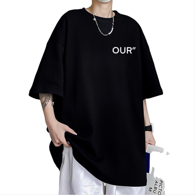 Áo thun IFNICEFUTURE dáng rộng tay ngắn in chữ phong cách Hong Kong cho nam