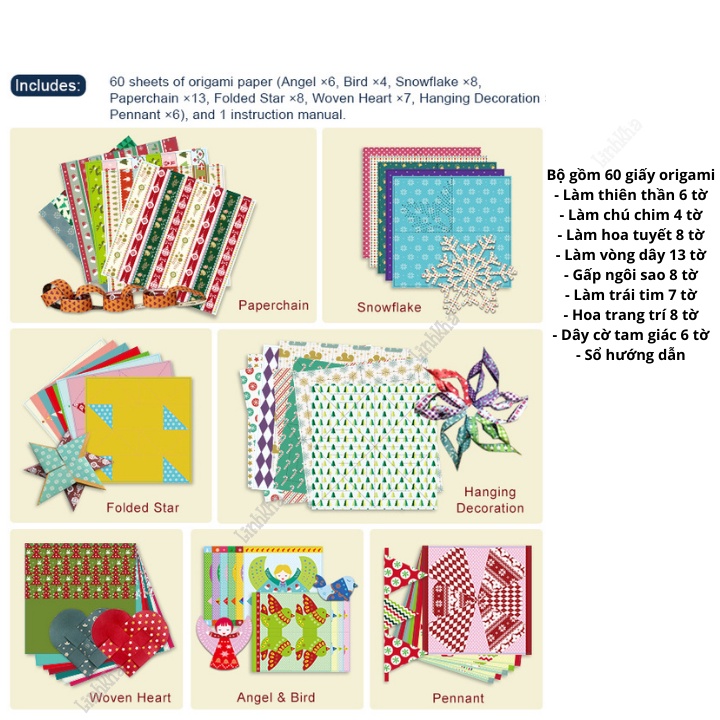 Bộ Thủ Công Gấp Giấy Origami Cho Bé Trang Trí Giáng Sinh - Origami Christmas - Mideer MD4010