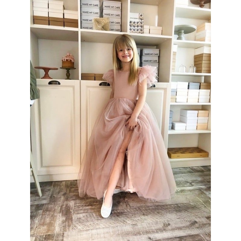 ĐẦM CÔNG CHÚA DÀI HỒNG NUDE CHO BÉ