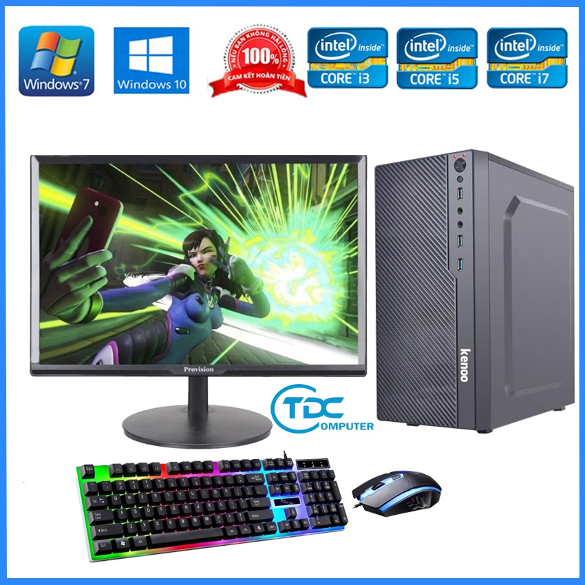 Bộ máy tính để bàn Max PC + Màn hình Provision 19 inch Cấu hình core i3, i5 i7 Ram 4GB, SSD 240GB + Quà Tặng