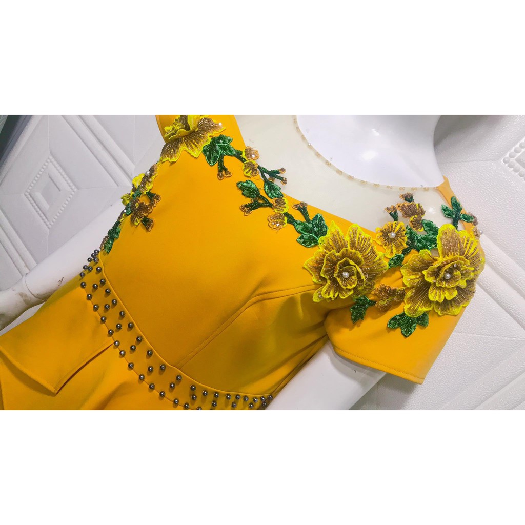 Đầm trung niên nữ phối hoa sang trọng