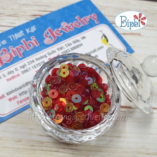 Hạt kim sa đính quần áo 4mm đỏ xà cừ