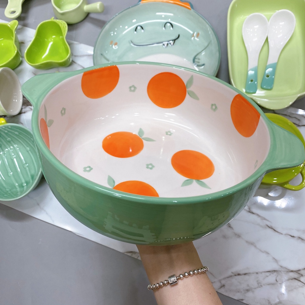 SEt 16 món bát đĩa màu xanh cực xinh
