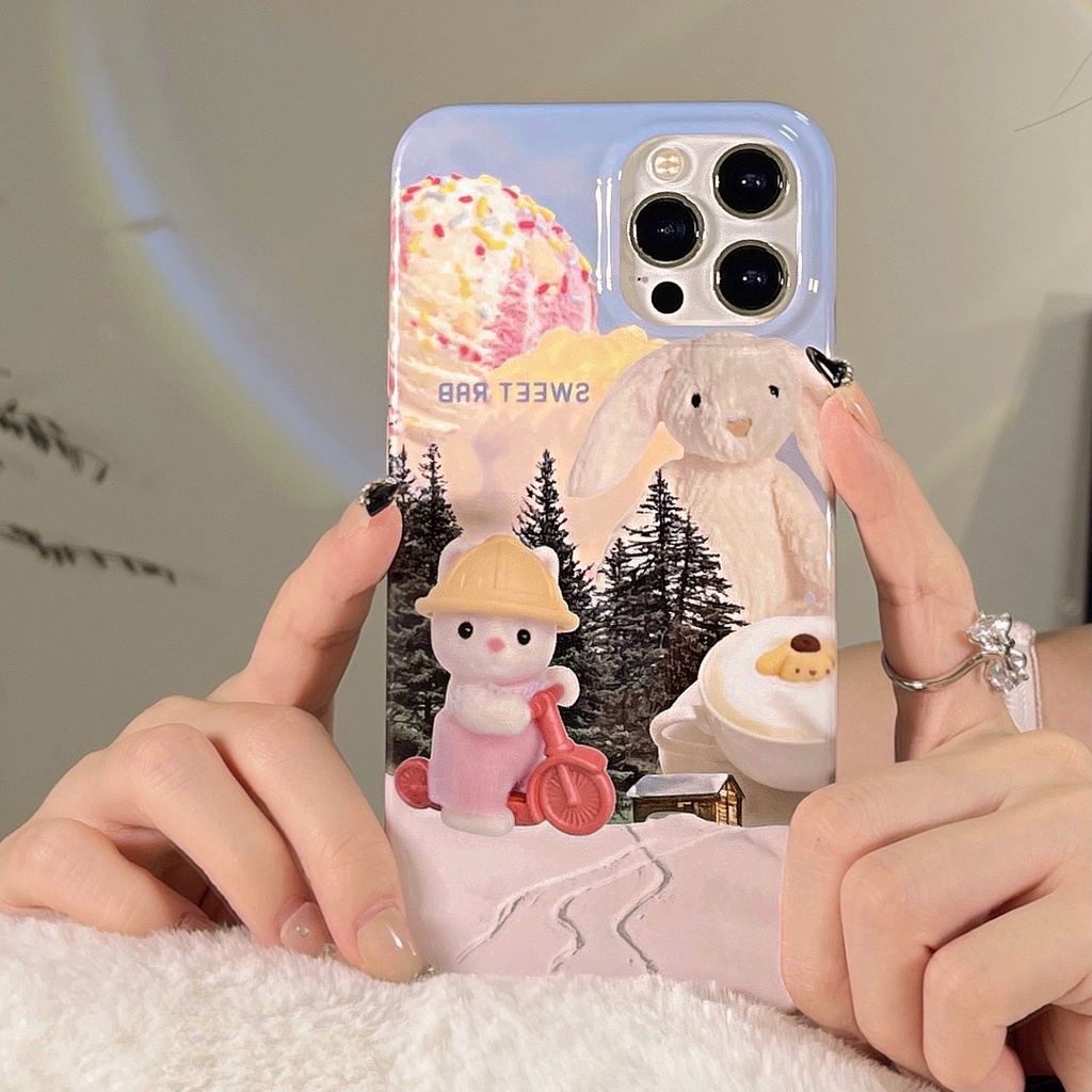 Ốp Điện Thoại Dẻo Họa Tiết Chú Thỏ Dễ Thương Chống Sốc/ Bụi Bẩn Cho iPhone 13 11 12 Pro Max XS Max XR x 7 + 8 plus 13 promax