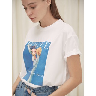 COCO SIN - Áo Thun Trắng In Hình VOGUE
