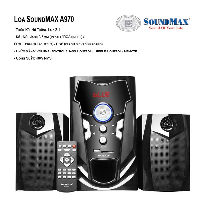 Loa bluetooth 2.1 SoundMAX A970 (Đen) | Shopee Việt Nam