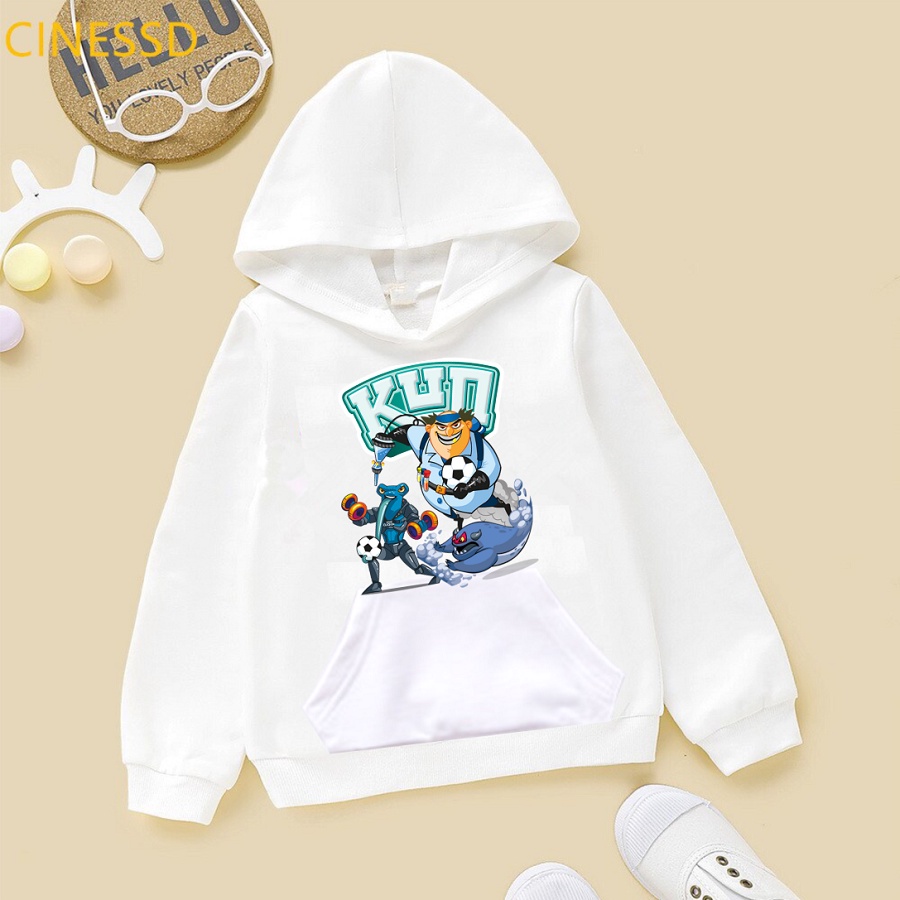 Áo Hoodie nỉ bông in hình gia đình Kun sữa màu trắng cho bé trai bé gái cực yêu