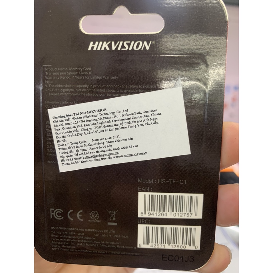 Thẻ nhớ Hikvision 64GB  Class10 92MB/s - Hàng chính hãng