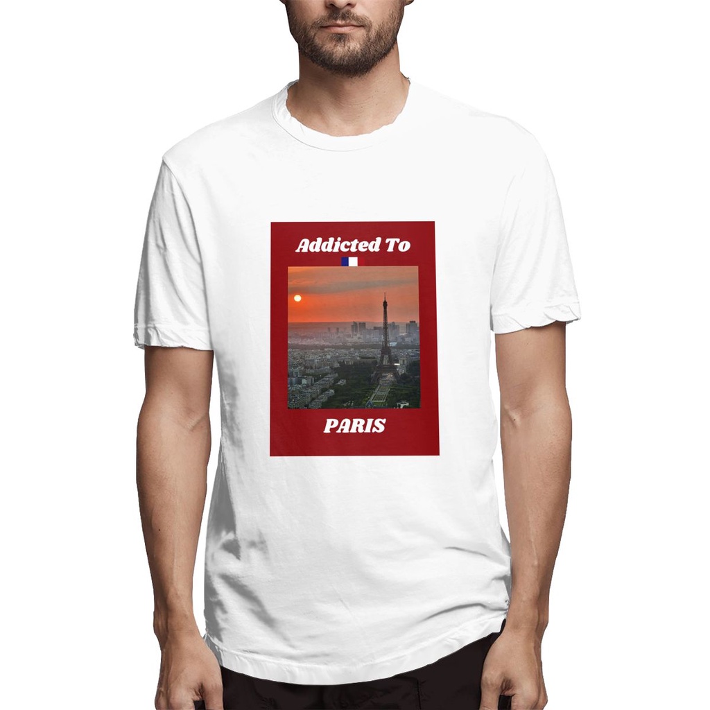 Áo Thun cotton Tay Ngắn Cổ Tròn In Hình Tháp Eiffel Trẻ Trung Hợp Thời Trang 2022 Cho Nam