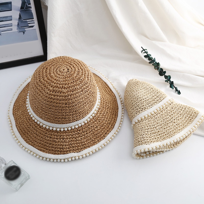 Nón Vành Rộng Đính Ngọc Trai Thời Trang Xuân Hè Cho Nữ