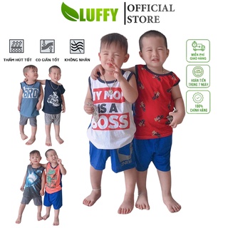 Bộ ba lỗ cho bé trai, bộ sát nách cho bé gái luffy chất cotton mềm mịn, mát mẻ