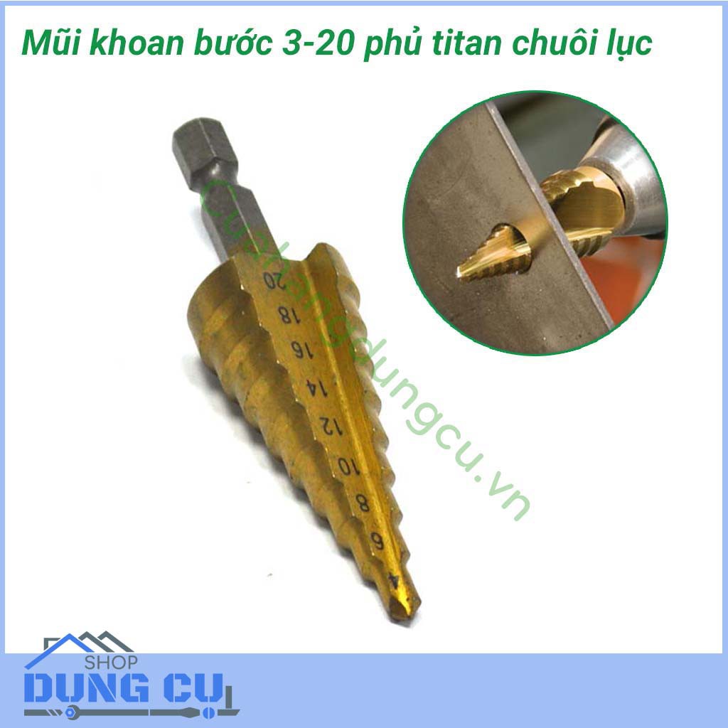 Mũi khoan tháp 9 bước 4-20 khoan inox, sắt, nhựa