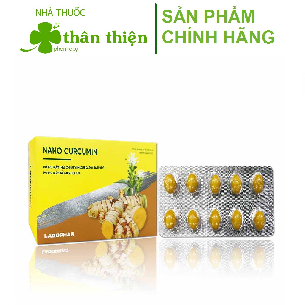 Ladoherbal Nano Curcumin – Hỗ trợ giảm đau dạ dày, phục hồi sức khỏe sau sinh (Hộp 30 viên)
