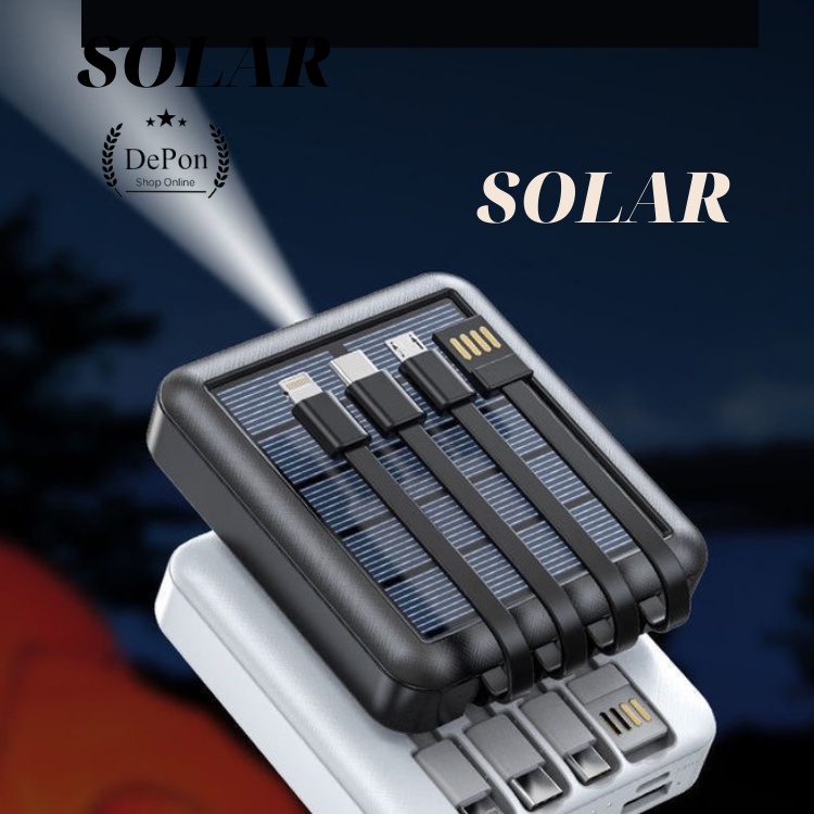 Sạc Dự Phòng Mini 200000mah- Sạc Năng Lượng Mặt Trời Solar Nhỏ Gọn Tiện Mang Theo