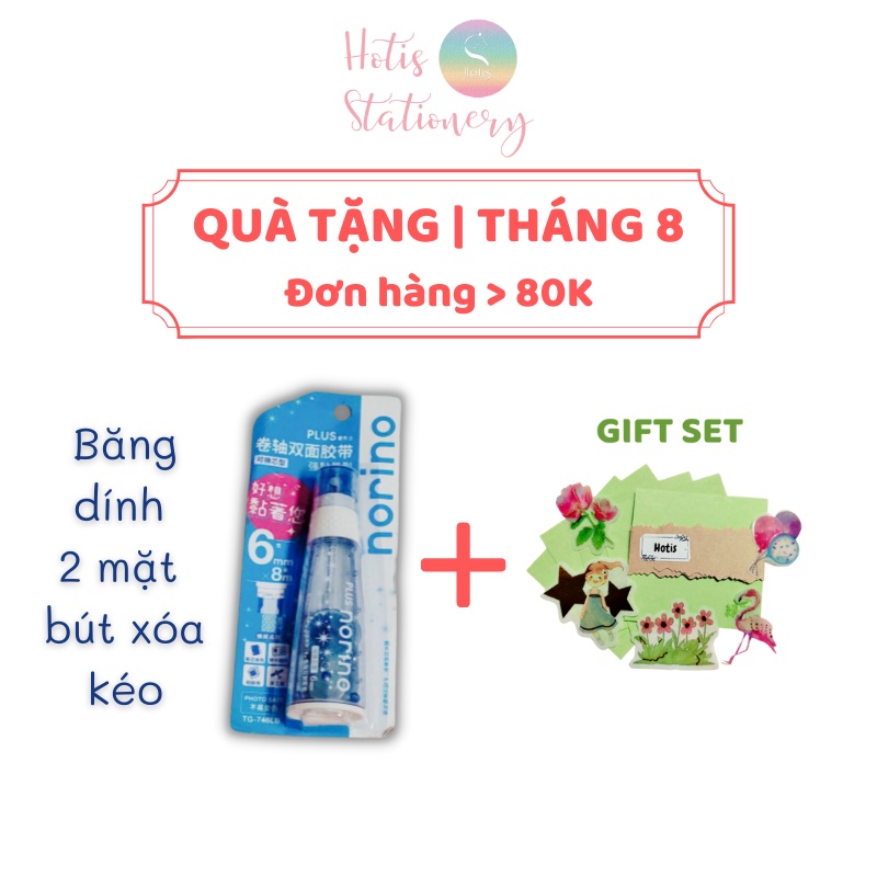 [HOTIS] Băng dính 2 mặt dạng bút xóa kéo, washi tape trang trí sổ handmade DIY (Có lõi thay thế)