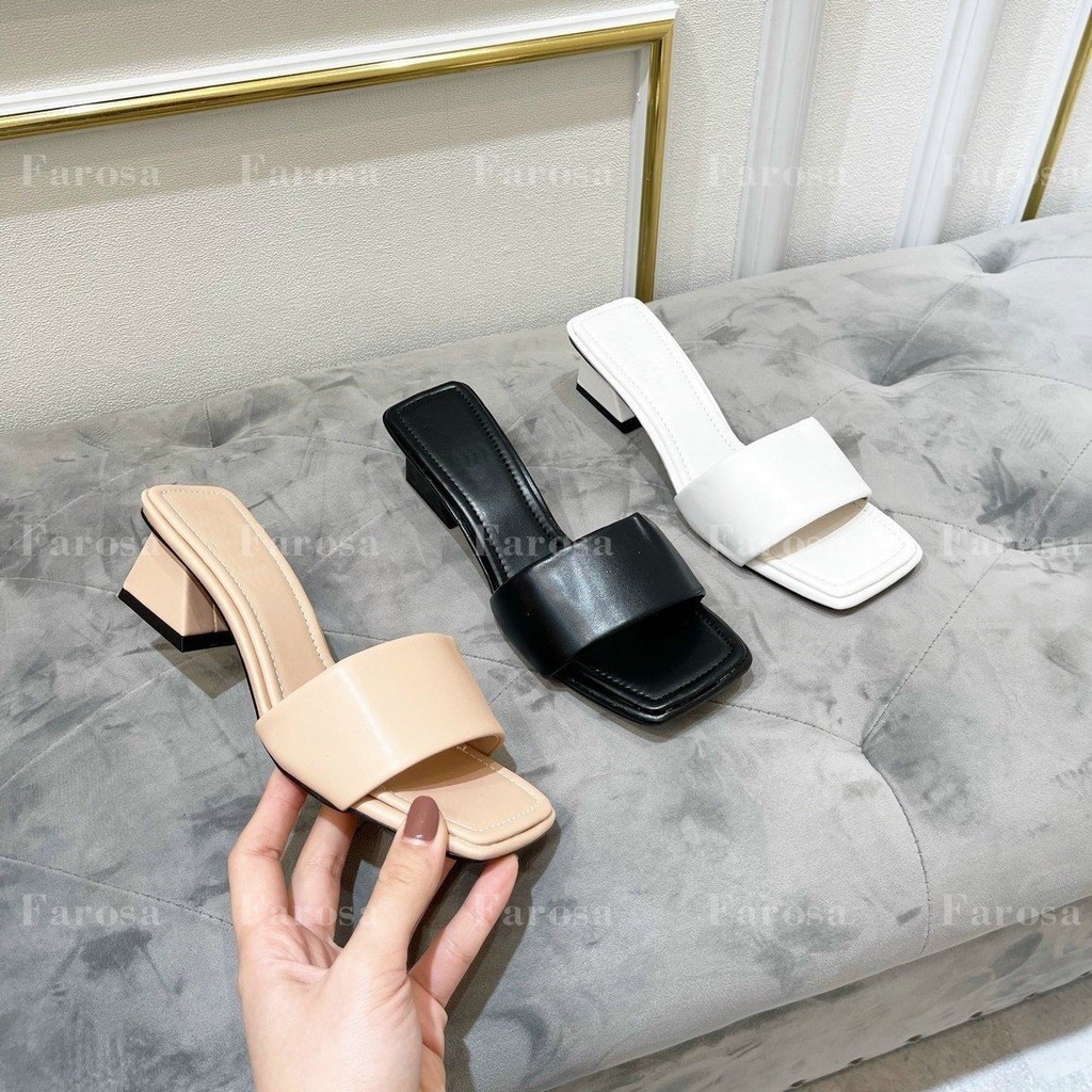 Dép lê nữ quai bản to gót vát 4cm mẫu mới của năm mã L167