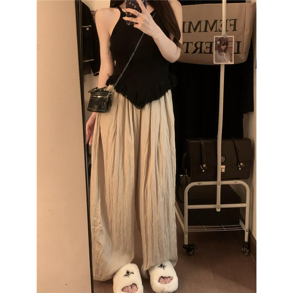 QADCOL Set Áo Thun Ngắn Tay + Quần ống rộng Thời Trang Nữ