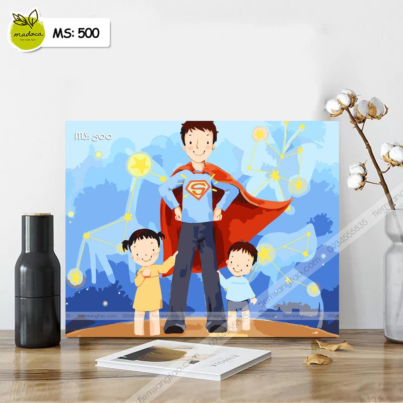 Tranh tô màu theo số Bố là anh hùng T500