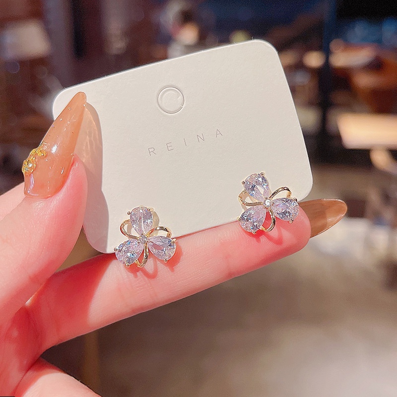 Khuyên tai chuôi bạc 925 dáng hoa ba cánh T015