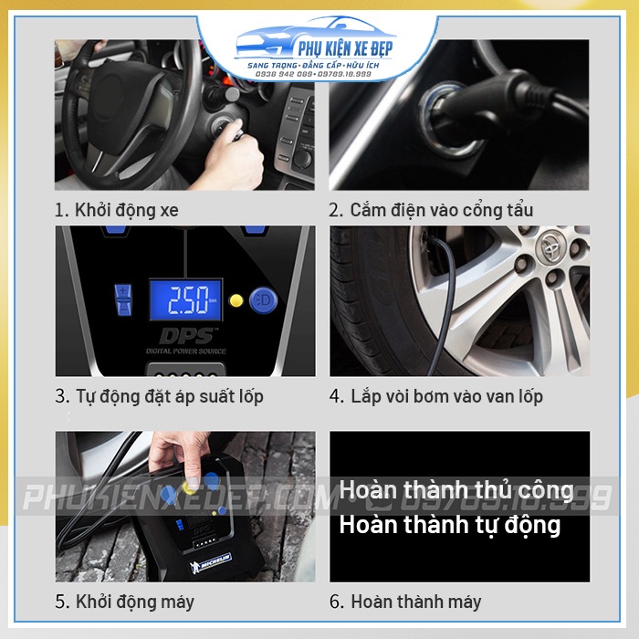 Bơm lốp xe ô tô Michelin 12266 ⚡BẢN MỚI NHẤT - FREESHIP⚡ tự ngắt 4398ML - Chính hãng BẢO HÀNH 12 tháng