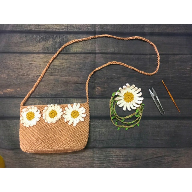 Túi cói hoa cúc handmade ( order 7-10 ngày )