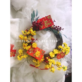 Vòng treo cửa mẹt treo tường mai vàng điểm đông đào bao lì xì tết nguyên đán tết nhâm dần 2022