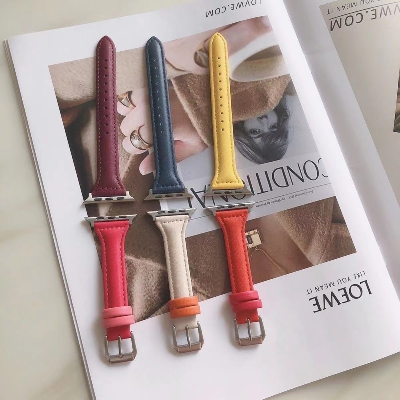 Dây Đeo Đồng Hồ Thông Minh Bằng Da Cho Apple Watch 41mm 40mm 45mm 44mm 38mm 42mm Series 7 SE 6 5 4 3 2 1