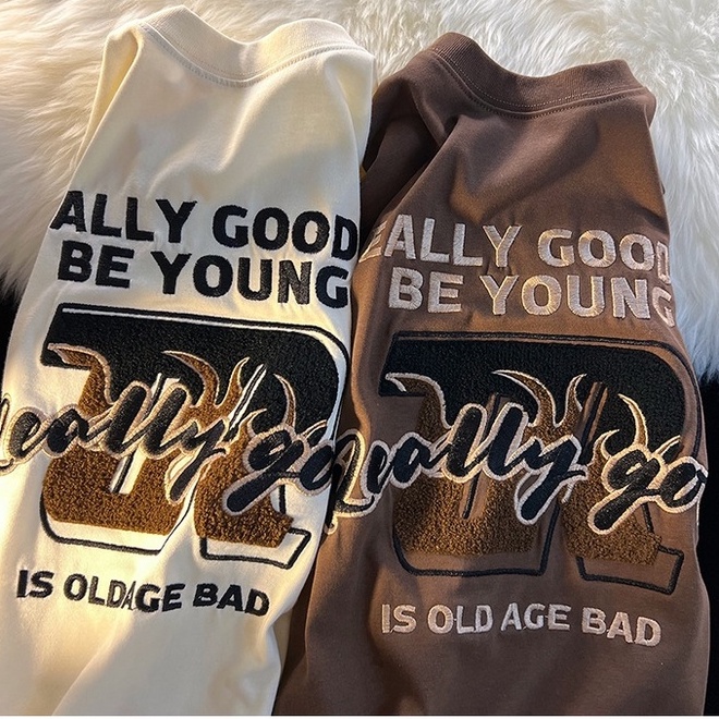 Áo thun ZHELIHANGFEI tay ngắn dáng rộng thêu họa tiết độc đáo thời trang