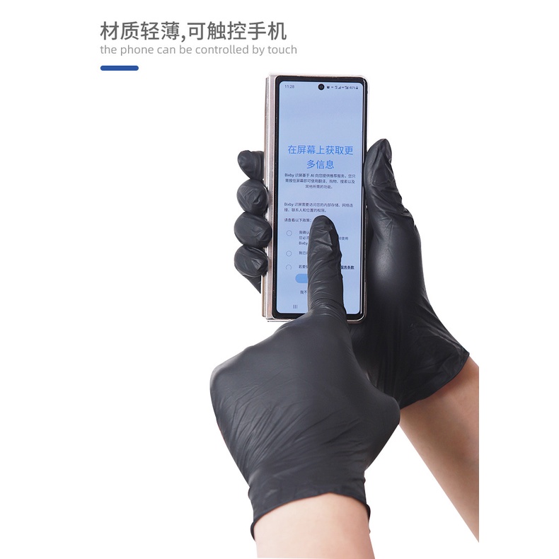 Set 10/50 Găng Tay Nylon Dùng Một Lần Màu Đen Tiện Dụng