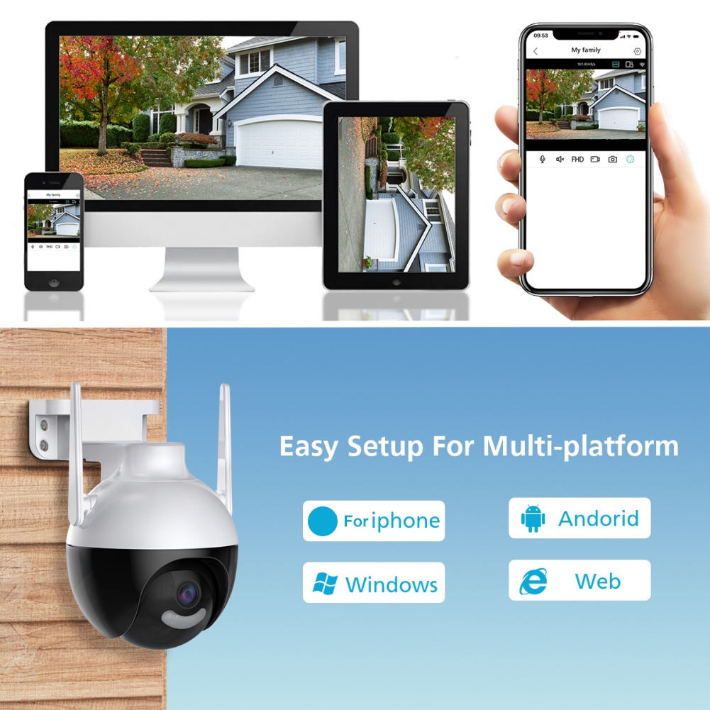 Camera Wifi Camera Ngoài Trời 4mp 2K 1080P Fhd Tích Hợp Xoay Ai Heby1